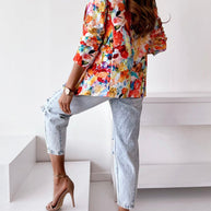 WW | Freie und Echte Florale Revers Freizeitanzug Blazer
