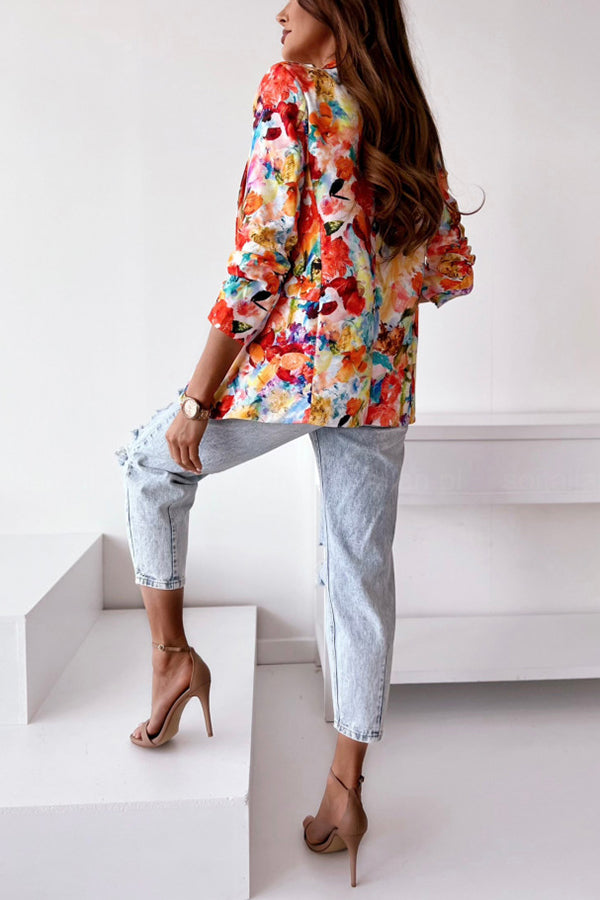 WW | Freie und Echte Florale Revers Freizeitanzug Blazer