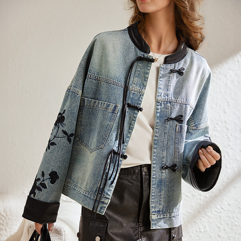 W&W Mode | Vintage-Blumen-Jeansjacke