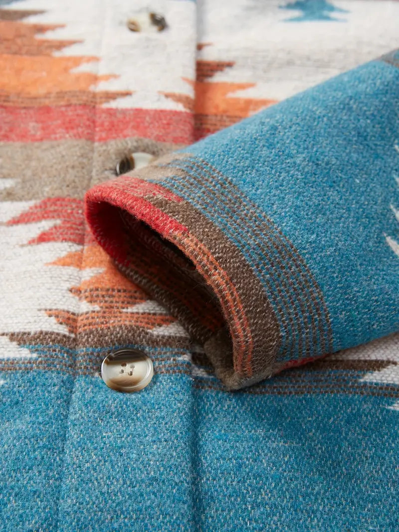 – Gewebte Jacke mit bedrucktem Kragen