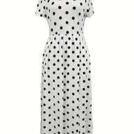 WW | Luftig, Kurzärmliges, Gepunktetes Kleid mit Rundhalsausschnitt