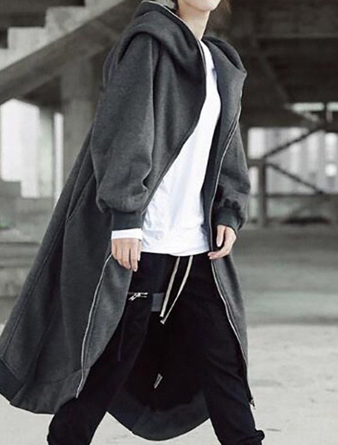 WW Eleganz - Vielseitiger langer Mantel mit Kapuze