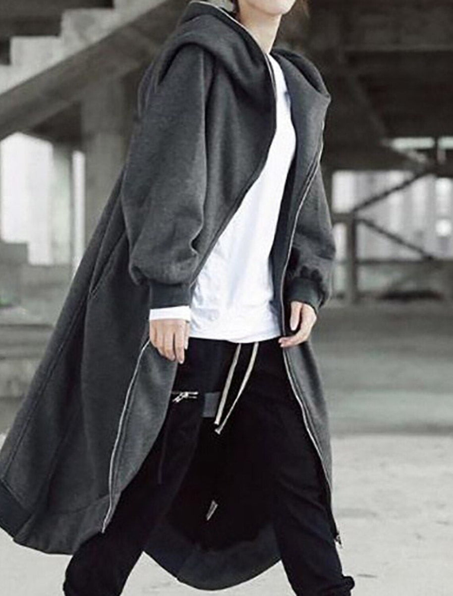 WW Eleganz - Vielseitiger langer Mantel mit Kapuze