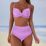 WW - Stylischer gepolsterter High-Waist-Bikini | Klassischer zweiteiliger Badeanzug mit hoher Taille für Damen