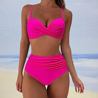 WW - Stylischer gepolsterter High-Waist-Bikini | Klassischer zweiteiliger Badeanzug mit hoher Taille für Damen