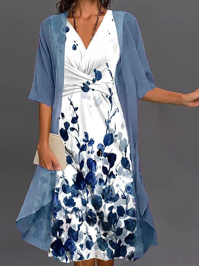 WW | Zweiteiliger Floral-Midi-Kleid