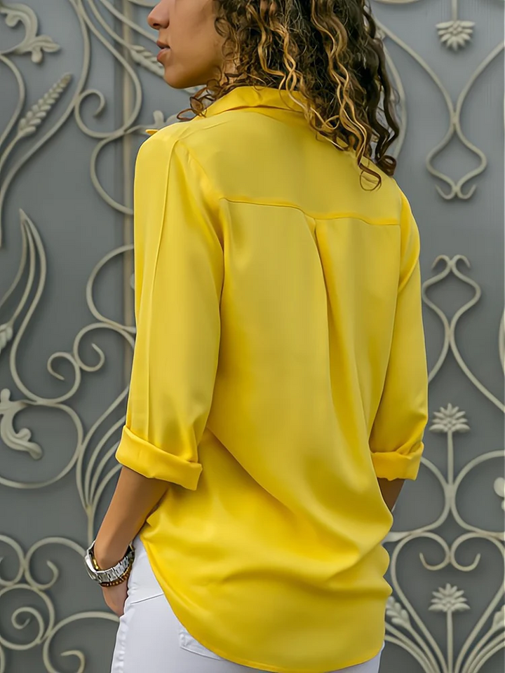 W&W Mode | Klassische Knopfleistenbluse mit langen Ärmeln für Damen