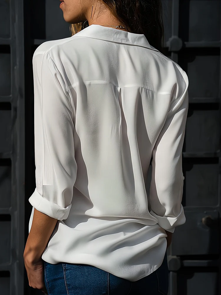 W&W Mode | Klassische Knopfleistenbluse mit langen Ärmeln für Damen