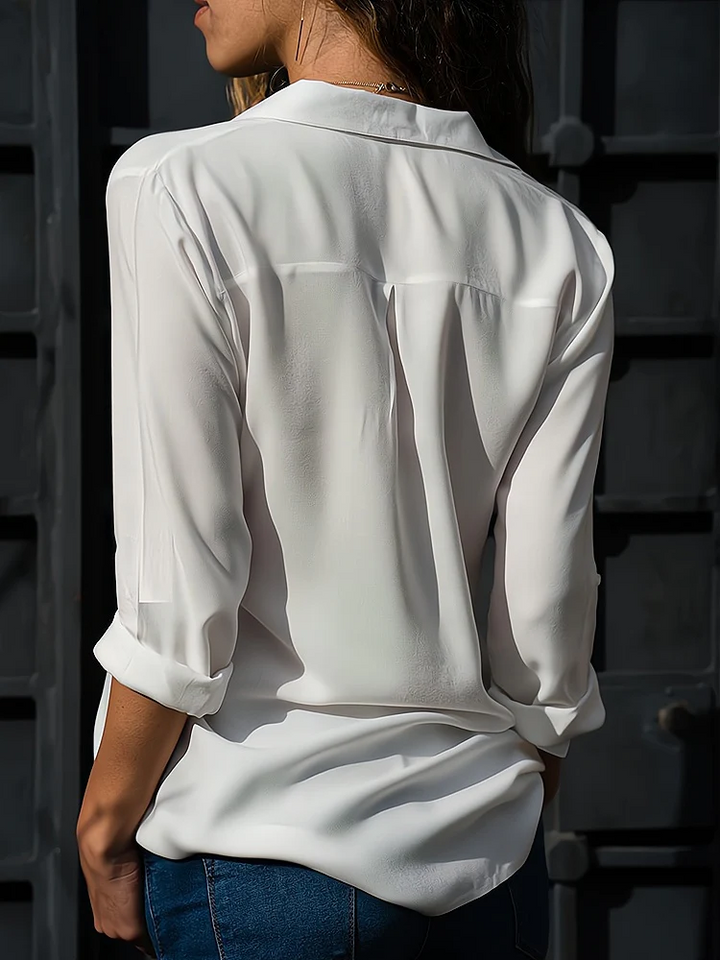 W&W Mode | Klassische Knopfleistenbluse mit langen Ärmeln für Damen