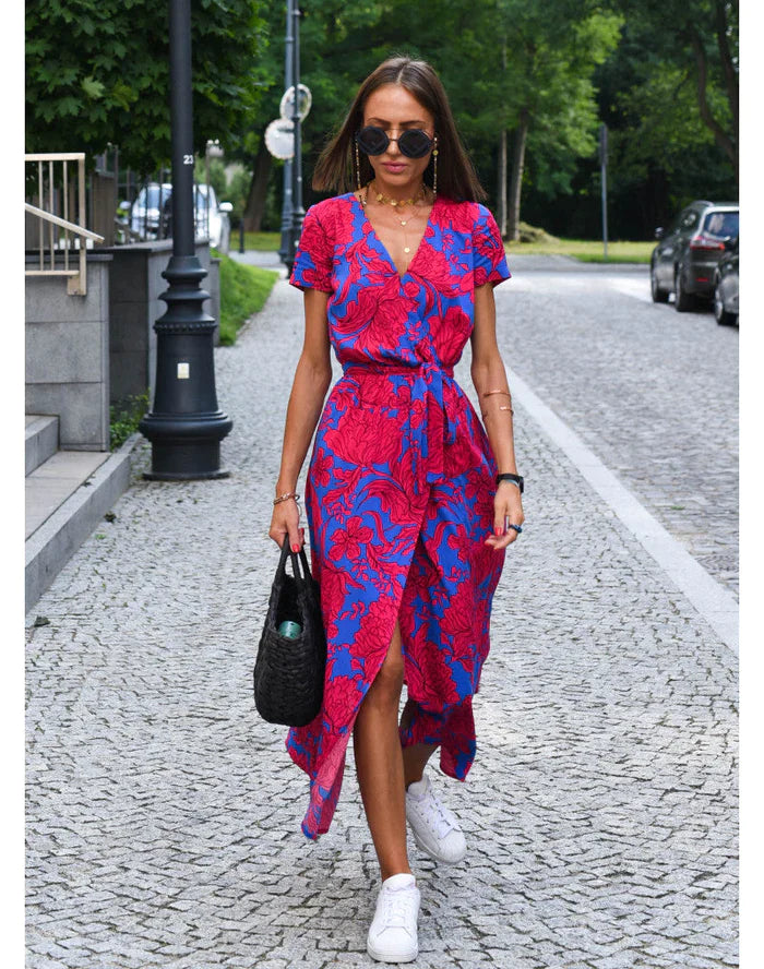 WW | Wickel-Maxi-Kleid für Frauen Frühling und Sommer Saharia