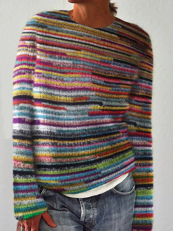 W&W - Einzigartiger gestreifter Pullover mit langen Ärmeln