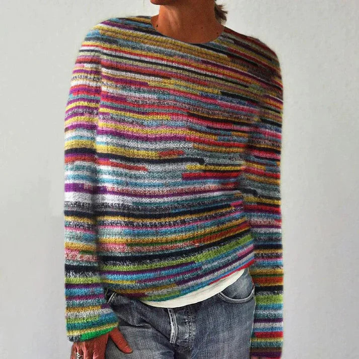 W&W - Einzigartiger gestreifter Pullover mit langen Ärmeln