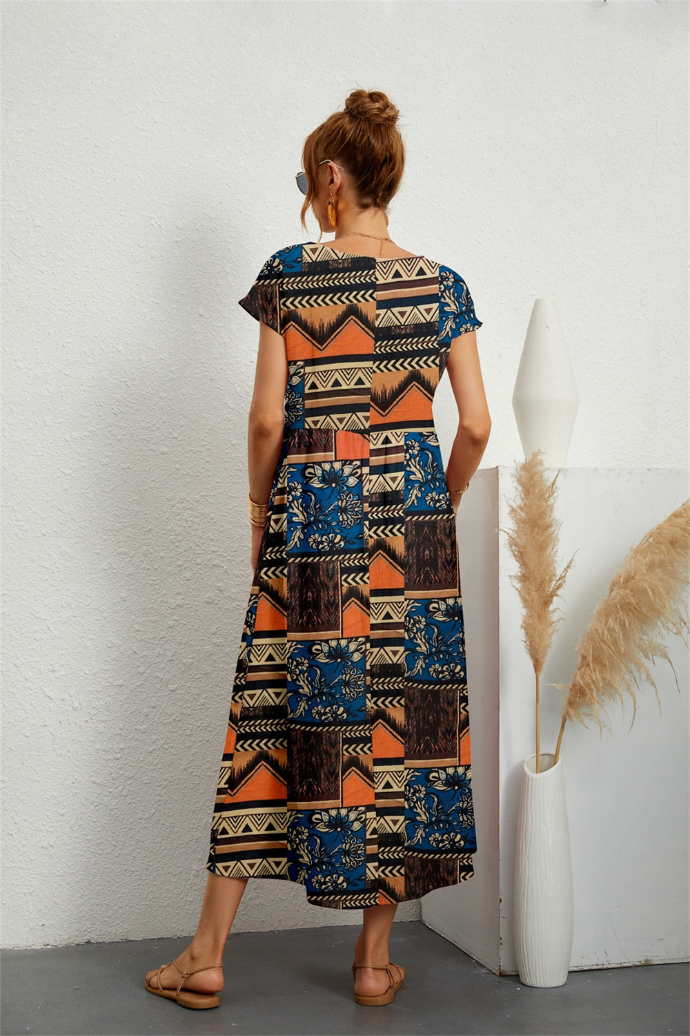WW | Fließendes Geblümtes Midikleid Für Frauen