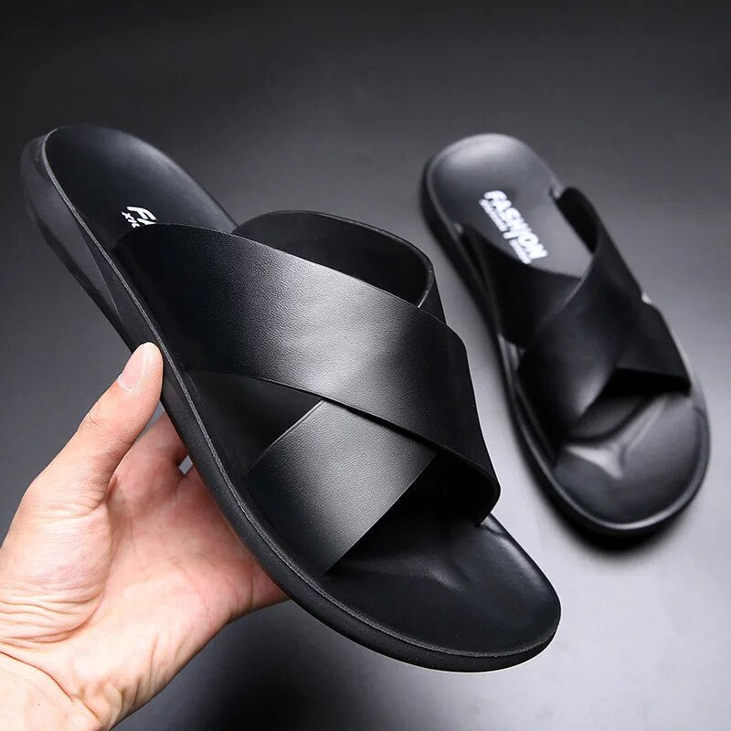 W&W Mode - Lässige rutschfeste Ledersandalen