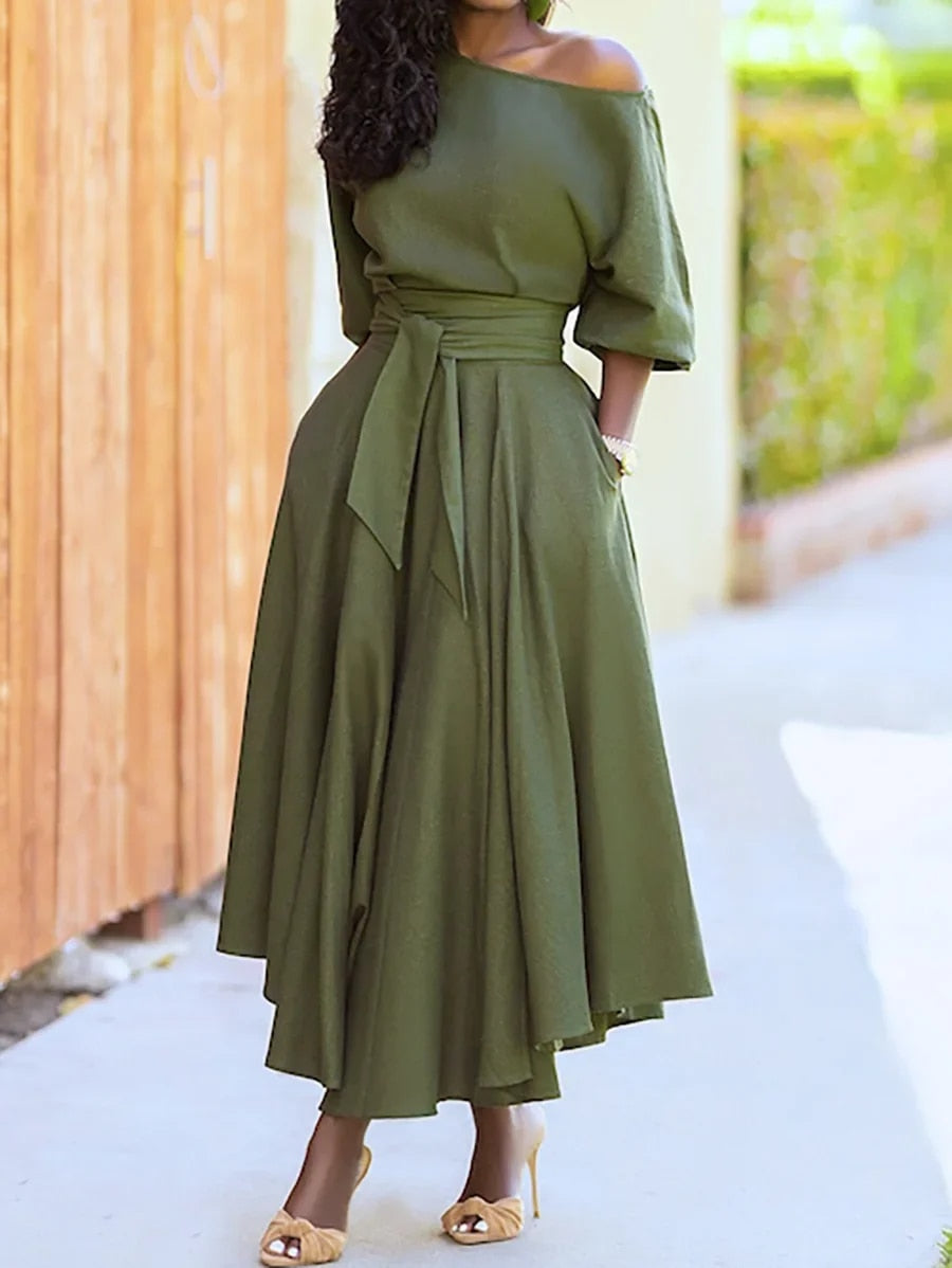 WW - Kleid mit Schnürung und Laternenärmeln