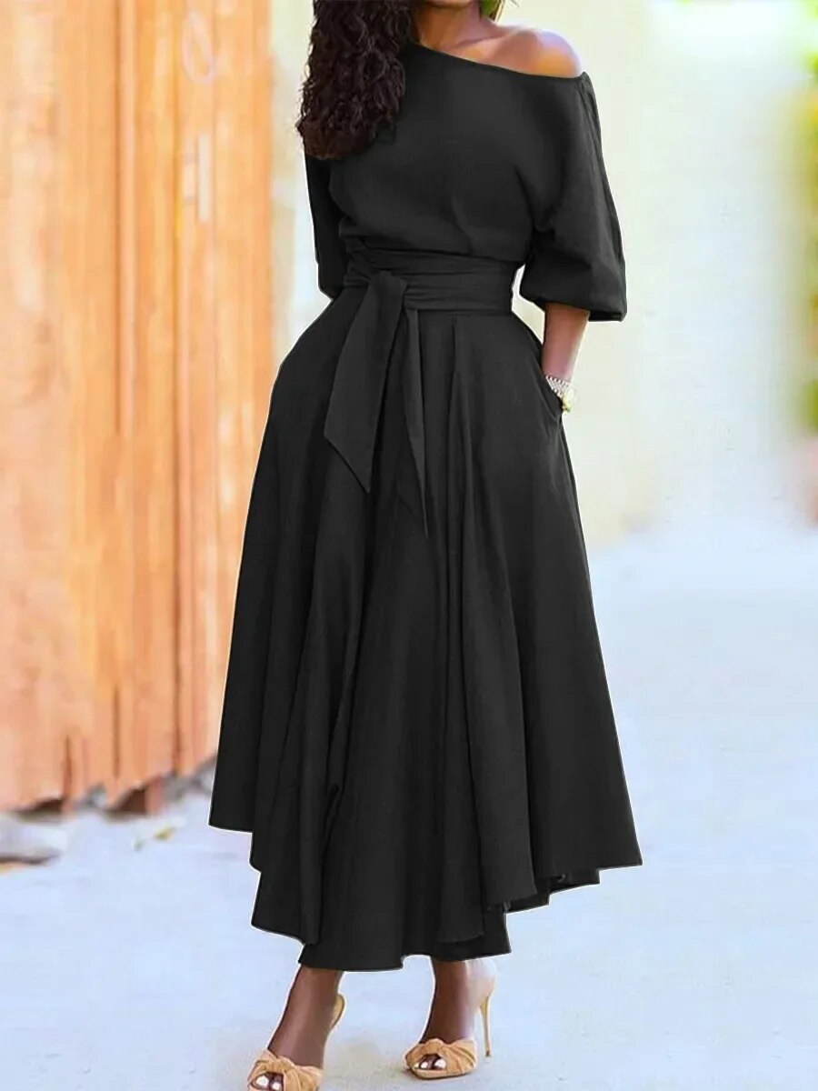 WW - Kleid mit Schnürung und Laternenärmeln