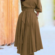 WW - Kleid mit Schnürung und Laternenärmeln