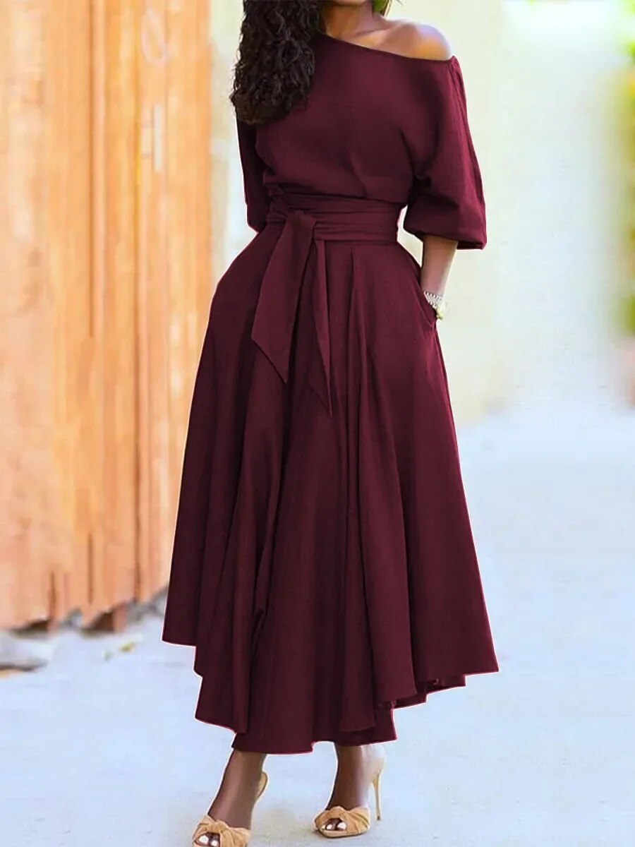 WW - Kleid mit Schnürung und Laternenärmeln