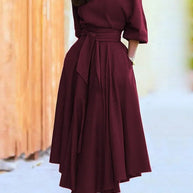 WW - Kleid mit Schnürung und Laternenärmeln