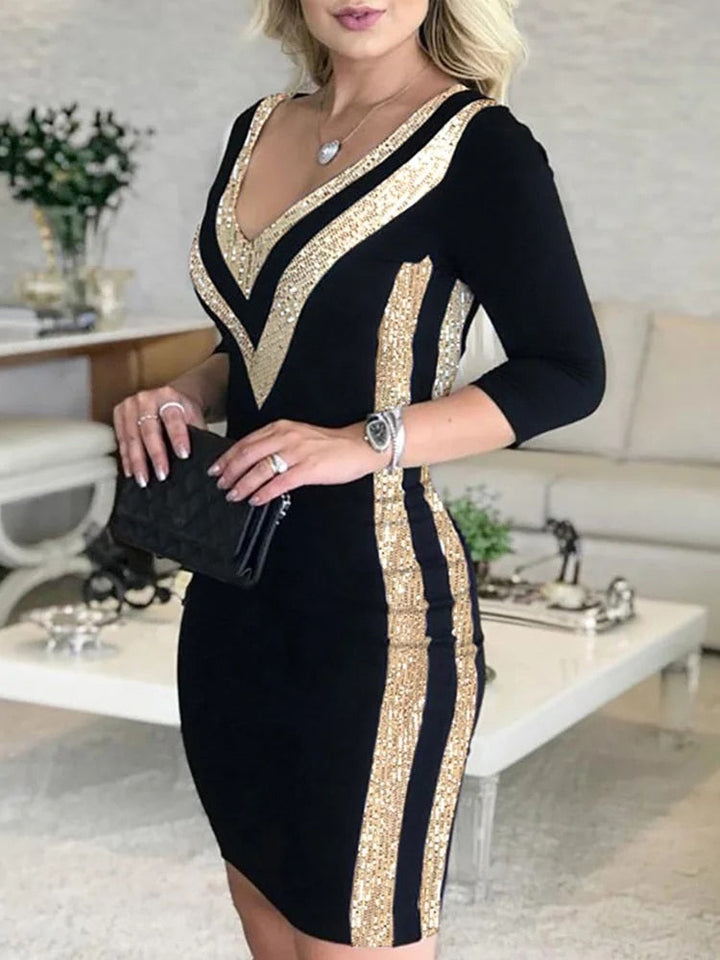 W&W Mode - Farbig gestreiftes Band Bodycon Kleid