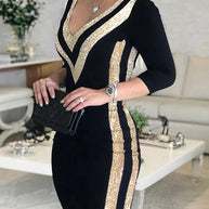 WW - Farbig gestreiftes Band Bodycon Kleid