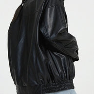 WW | Übergroße Leder-Bomberjacke mit trendigem Design