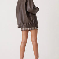 WW | Übergroße Leder-Bomberjacke mit trendigem Design