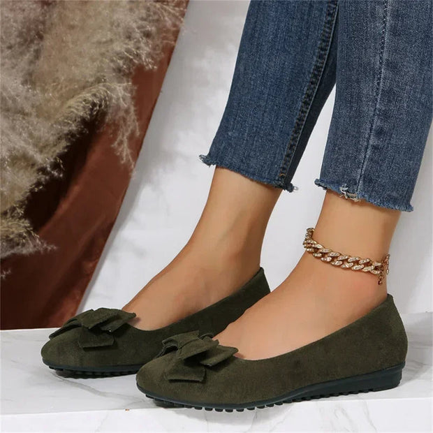 WW | Wildleder Slip-On Ballerinas mit Schleife