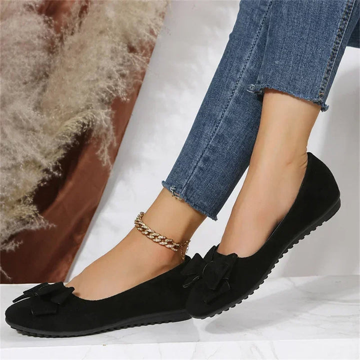 W&W Mode | Wildleder Slip-On Ballerinas mit Schleife
