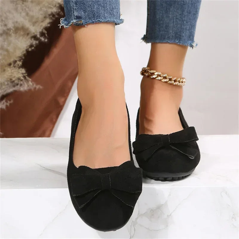 W&W Mode | Wildleder Slip-On Ballerinas mit Schleife