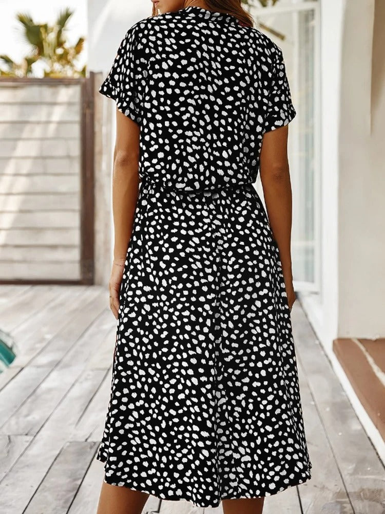 WW Casual Kleid | Gepunktetes kurzärmeliges Sommerkleid