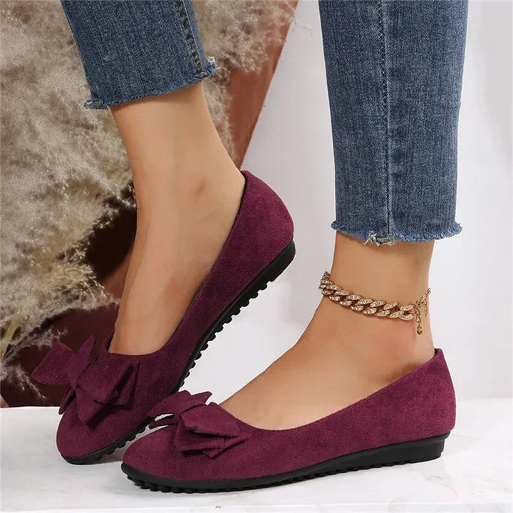 W&W Mode | Wildleder Slip-On Ballerinas mit Schleife