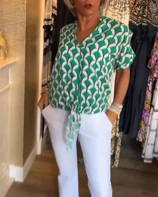 WW | Stilvolle Geometrische Bedruckte Bluse für Frauen