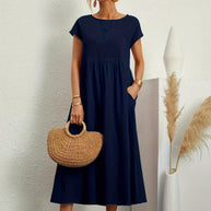 WW | Raffinierte Leinen Sommerkleid mit Praktischen Taschen