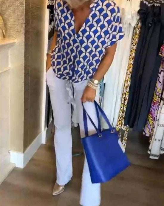 WW | Stilvolle Geometrische Bedruckte Bluse für Frauen