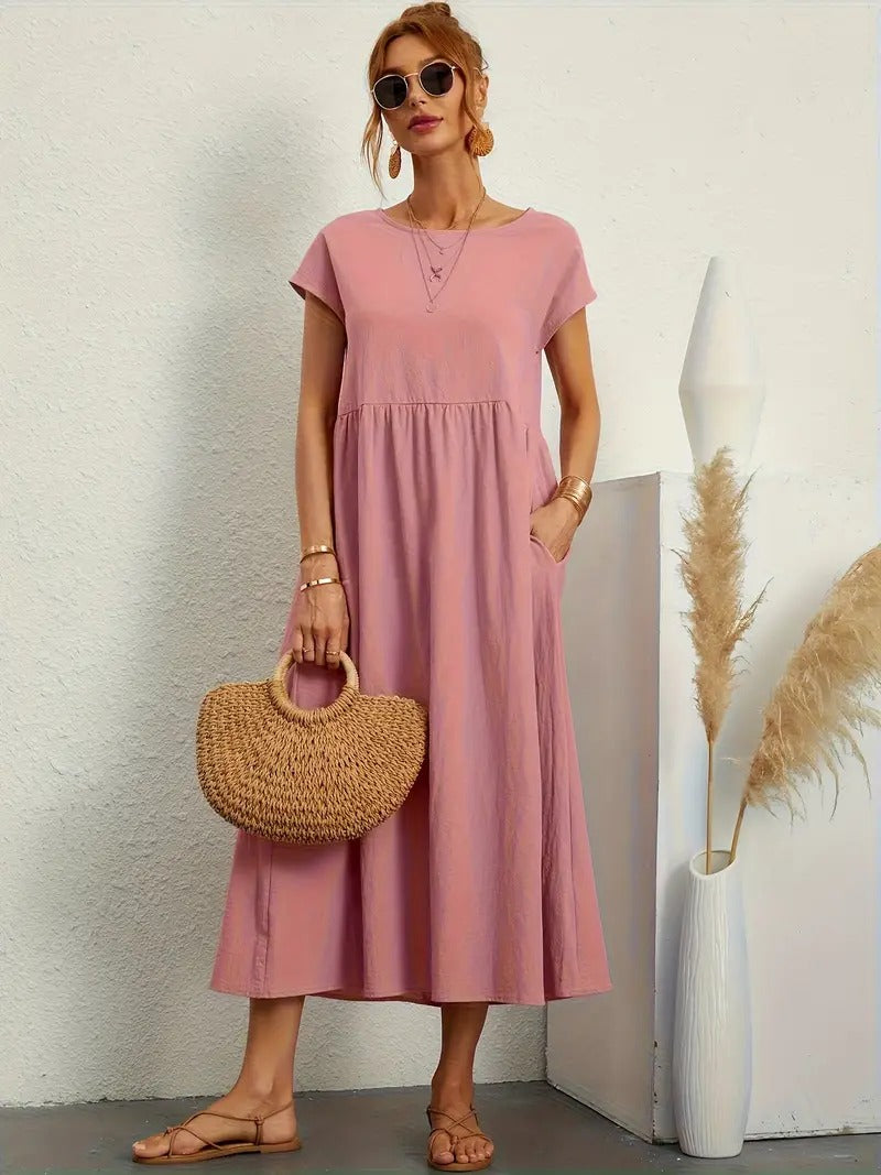 WW | Raffinierte Leinen Sommerkleid mit Praktischen Taschen