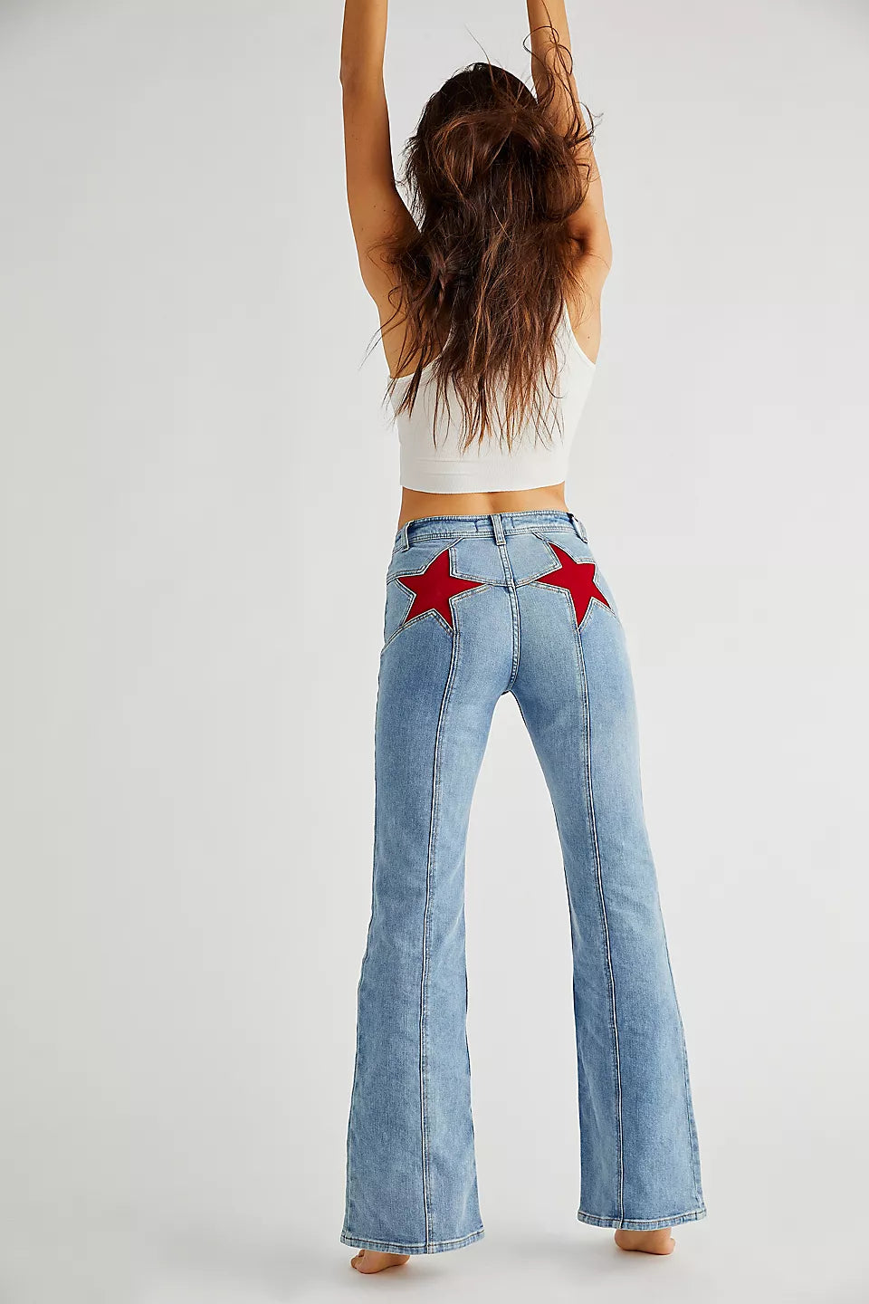 Damen Jeans mit Sternenapplikationen und Slim-Fit-Schnitt