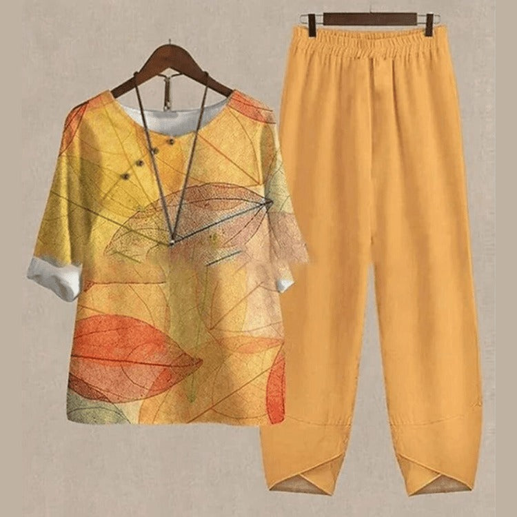 WW | Elegantes Zweiteiliges Set mit Schmetterlingsdruck für Damen