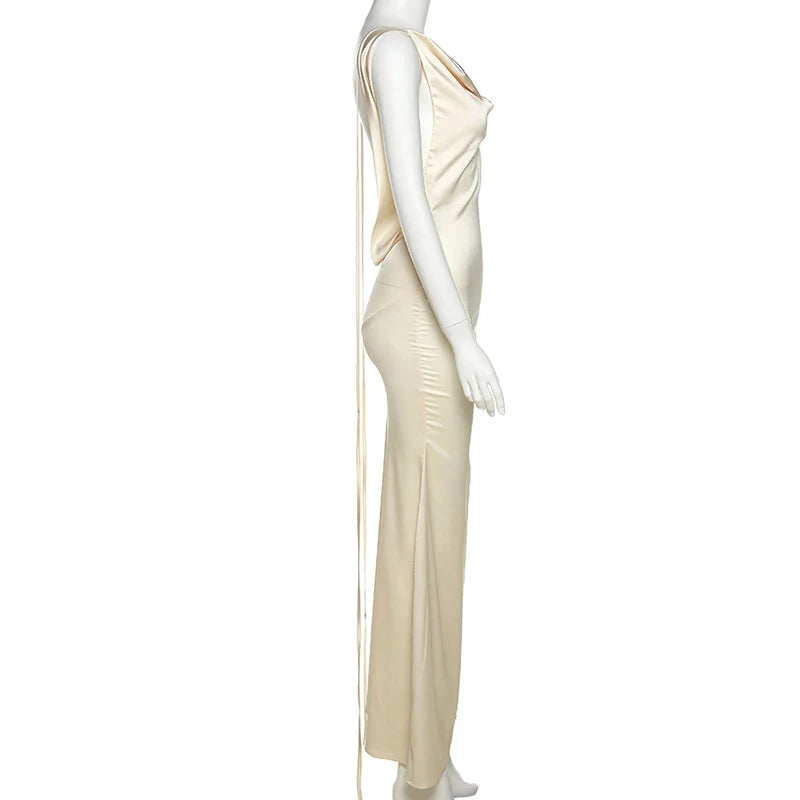 W&W Mode | Elegantes Kleid mit Wasserfallausschnitt im Meerjungfrauenstil