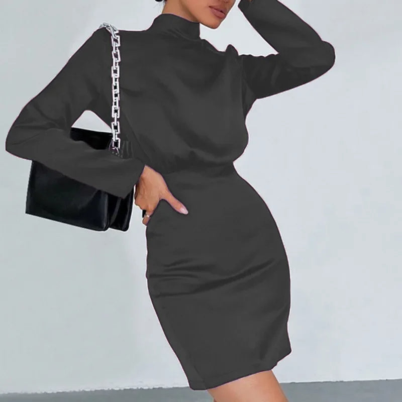WW | Elegantes Rollkragenkleid mit Raffung