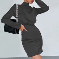 WW | Elegantes Rollkragenkleid mit Raffung