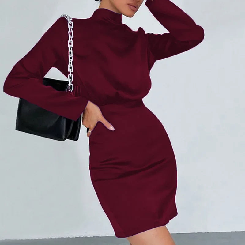 WW | Elegantes Rollkragenkleid mit Raffung