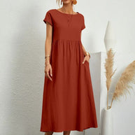 WW | Raffinierte Leinen Sommerkleid mit Praktischen Taschen