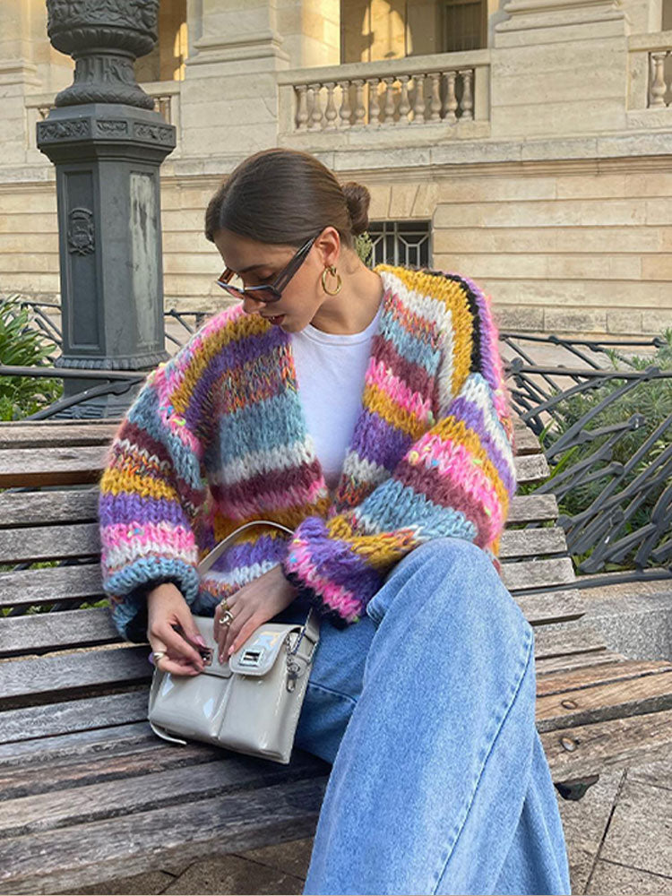 WW | Mehrfarbiger Cardigan Für Frauen