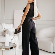 WW | Eleganter weißer Jumpsuit mit Bindegürtel für Damen