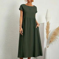 WW | Raffinierte Leinen Sommerkleid mit Praktischen Taschen