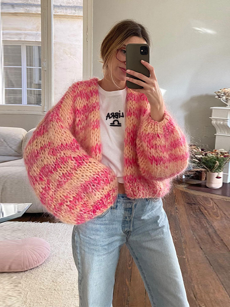 W&W Mode | Mehrfarbiger Cardigan Für Frauen