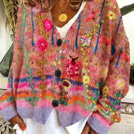 W&W - Retro-Cardigan für Damen - Bedruckter Stil