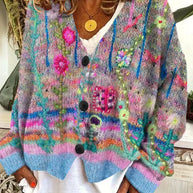 W&W - Retro-Cardigan für Damen - Bedruckter Stil