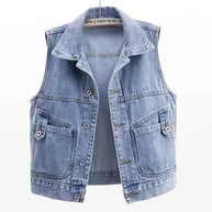 WW | Lässige Denimweste mit Taschen Detail